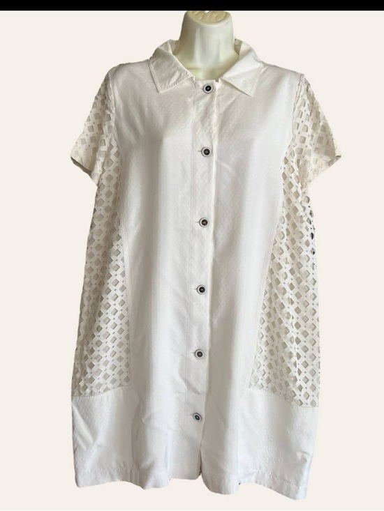 Fendi Dresses & Skirts - Fendi White Eyelet Panel-Front Tunic